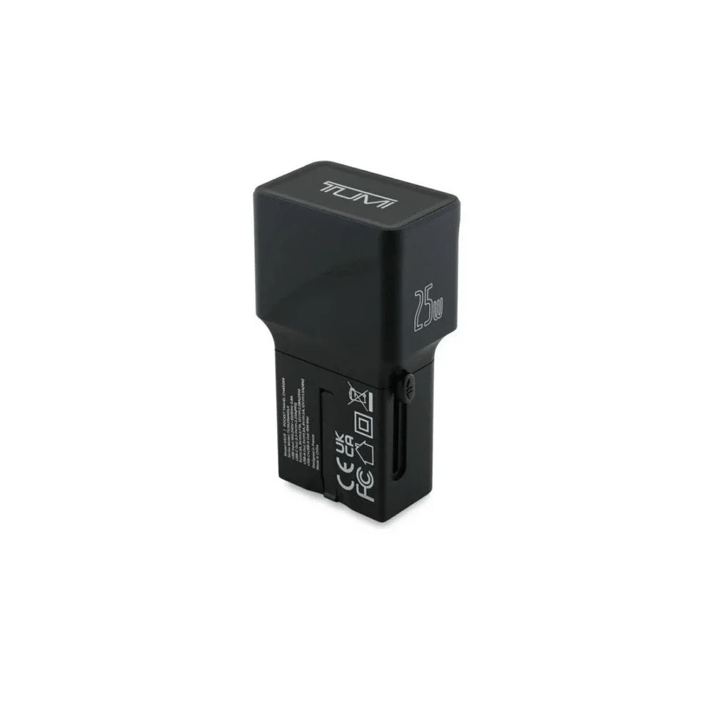 TUMI 25W Universal Smart Power Adapter with 1 USB Port & 1 Type-C Port (AB)